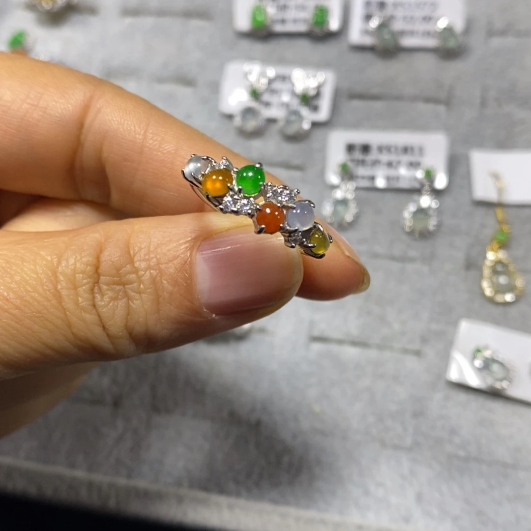 翡翠银S925镶嵌戒指戒指