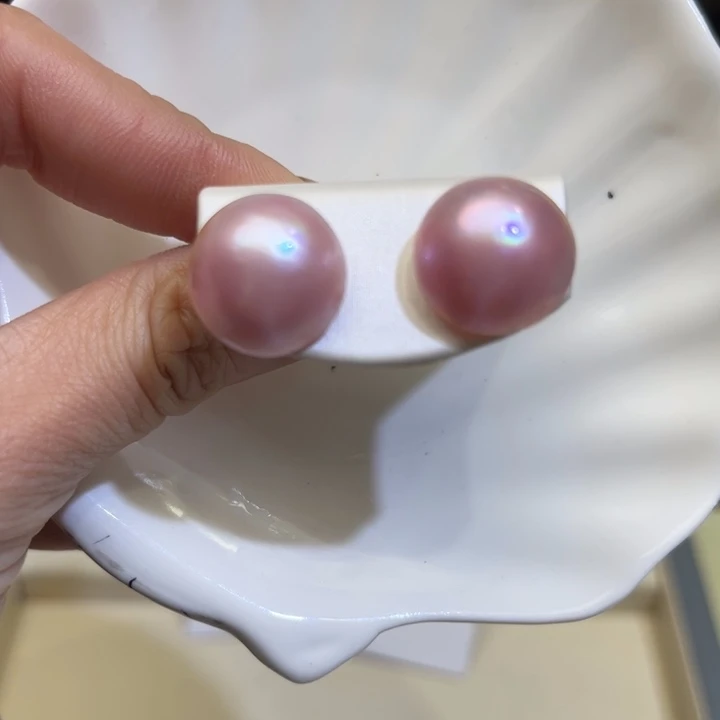 拼合珍珠（马贝珠）耳饰银S925镶嵌芸***?