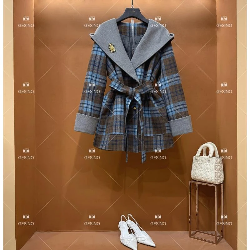 【露露】秋冬款小香风法式复古中长款翻领羽绒服气质女QD-2024821