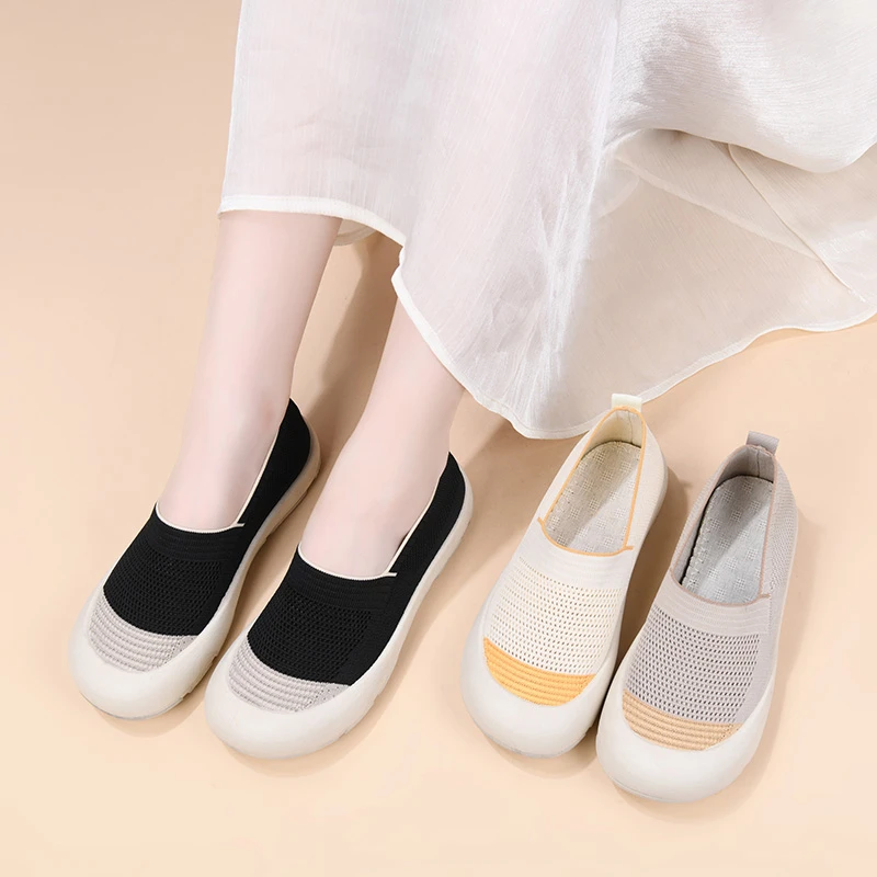 2025夏季网鞋镂空透气轻便妈妈鞋软底防滑渔夫鞋网面老北京布鞋女