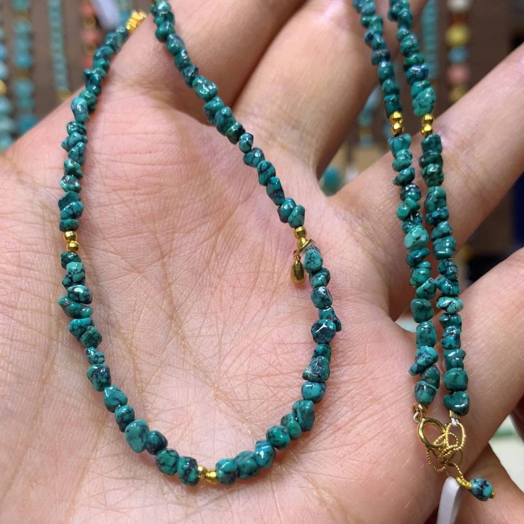 绿松石18K金镶嵌锁骨链