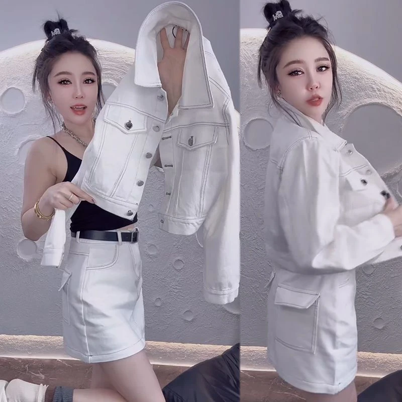 2025春季牛仔外套短裙套装女大码宽松ins气质显瘦减龄网红两件套