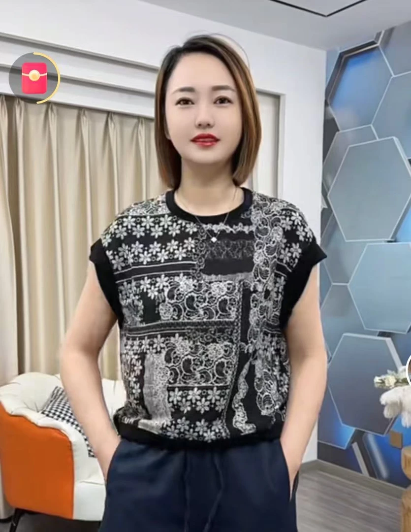 【原创正品】2025夏款圆领设计感时尚百搭无袖显瘦上衣X73