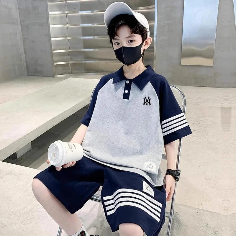 男童夏装2025新款套装运动POLO衫新款中大儿童夏季男孩短袖两件套