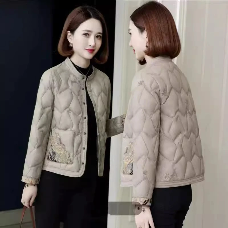 2025新款复古中国风刺绣羽绒棉服女冬季小个子修身显瘦保暖短外套