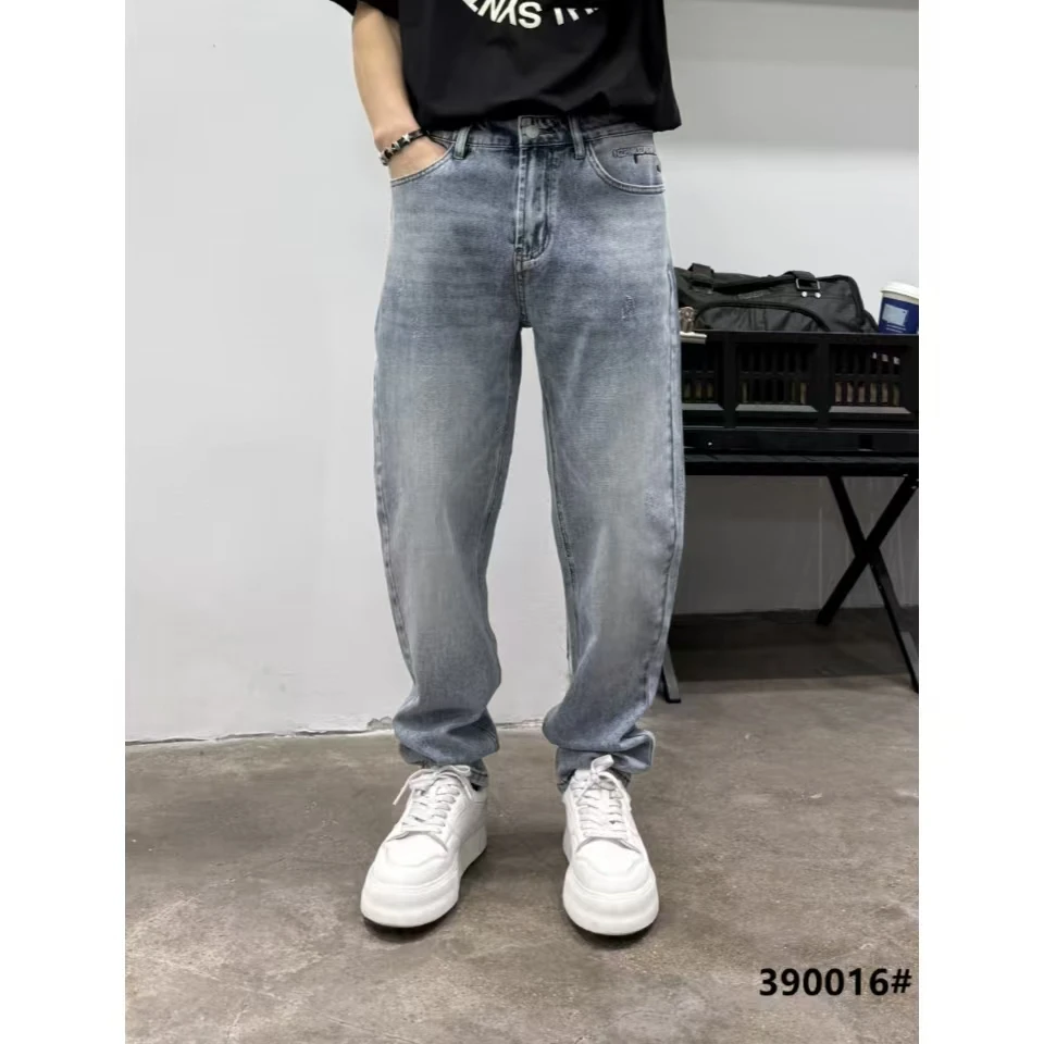 390016微弹力水洗秋季百搭长裤透凉浅蓝色