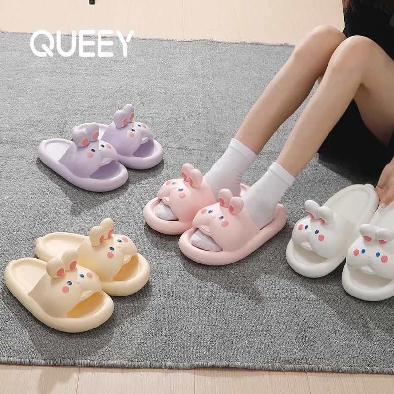 QUEEY HOME®夏季休闲厚底新款卡通兔子凉拖女居家柔软防滑eva凉鞋