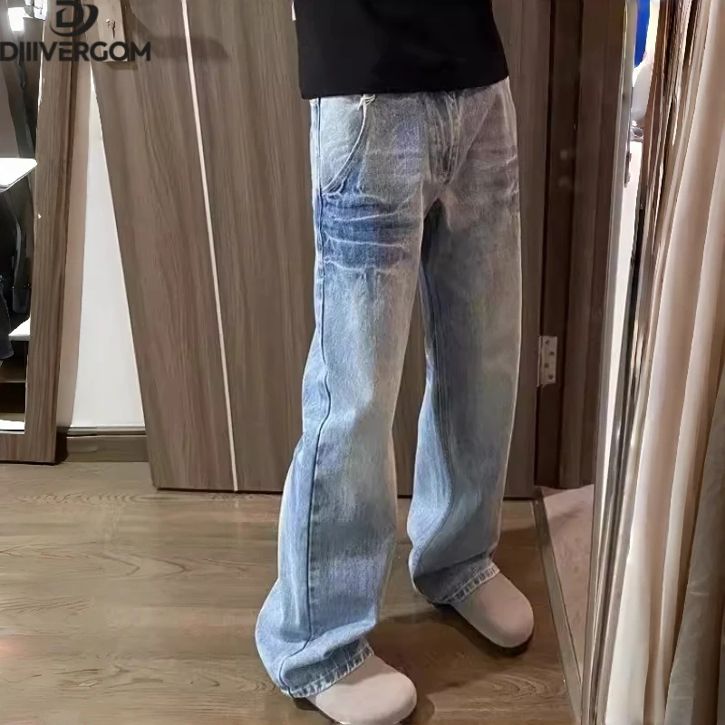 2025爆款秋季男士水洗牛仔裤春秋款美式修身直筒显瘦微喇裤休闲裤