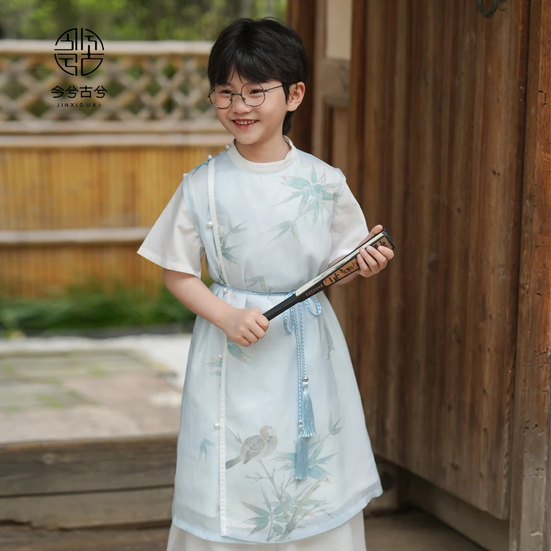 今兮古兮男孩汉服古装夏季高端男宝宝男童中国风幼儿园演出服
