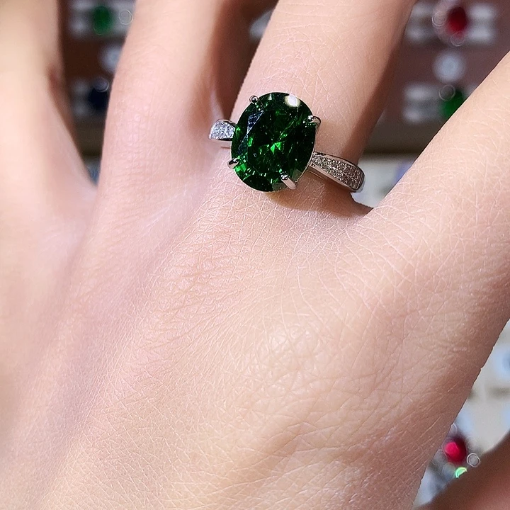 925银沙弗莱绿戒指白911