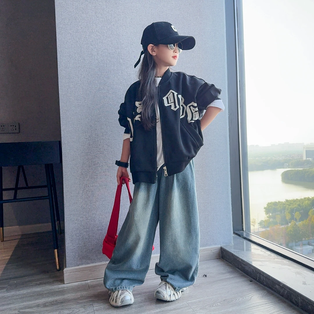 女童2025新款休闲外套两件套春秋装运动装女孩休闲儿童宽松套装潮