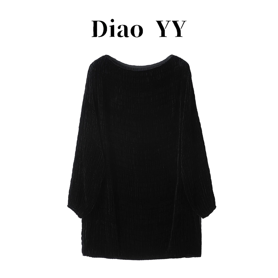 SR8027女款一字肩时尚款00%桑蚕丝秋冬穿搭真丝丝绒打揽上衣新款