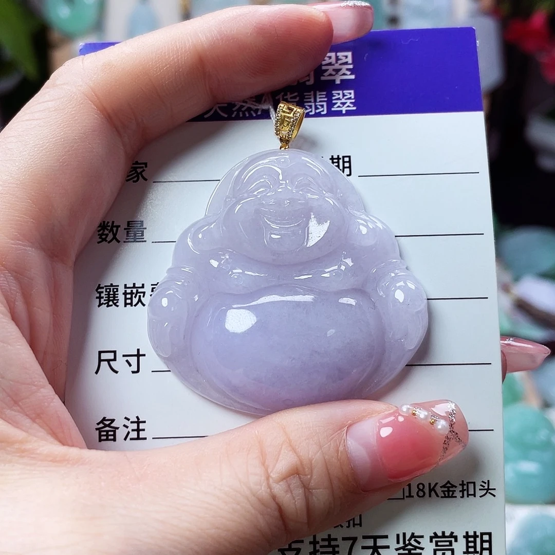翡翠18K金镶嵌颈饰佛公73