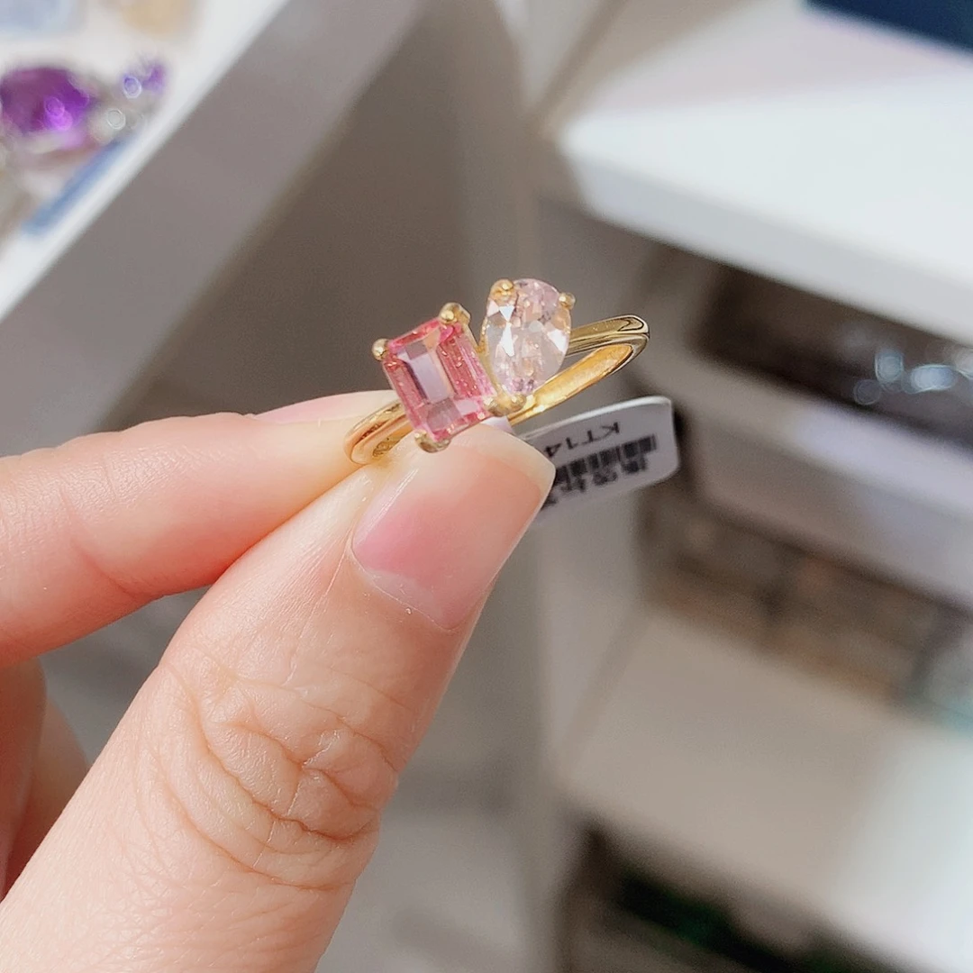 银S925镶嵌戒指碧玺