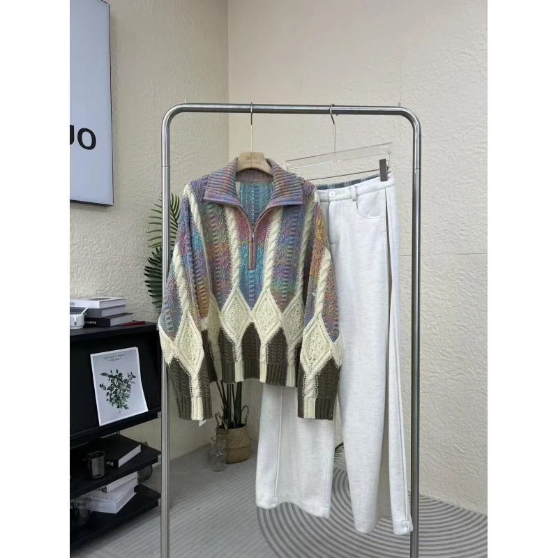 [硬货]3814{镇店之宝}轻奢气质费尔岛半拉段染加厚女款毛衣女