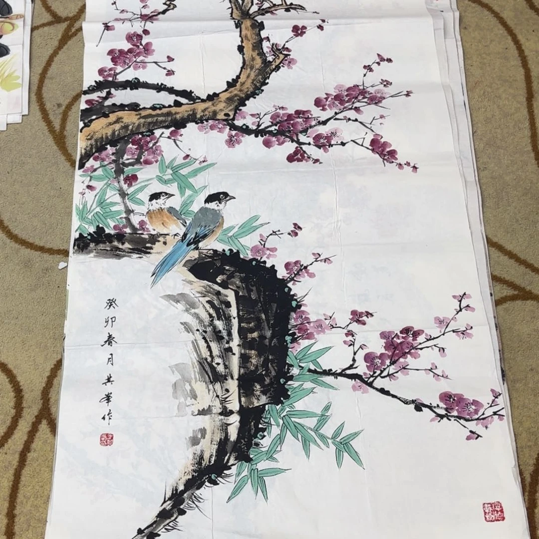 国画四尺花鸟作品童