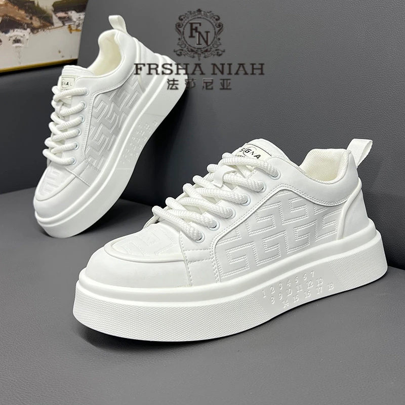法莎尼亚轻奢高端男鞋夏季皮面小白鞋潮流小白板鞋软底运动鞋