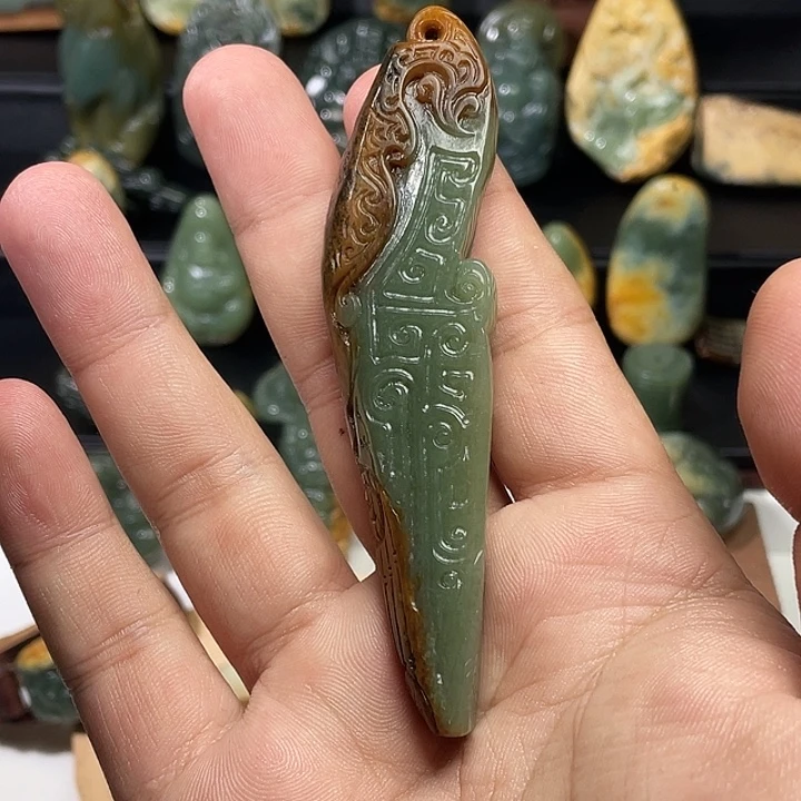 岫岩河磨玉（透闪石质玉）未镶嵌吊坠(不含链)