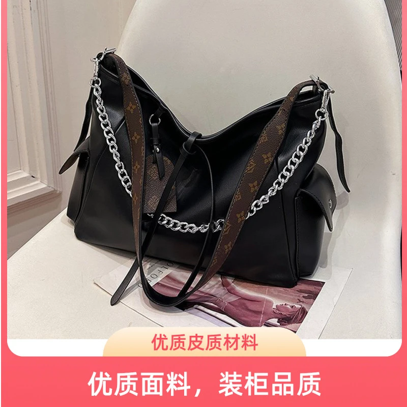 美式大容量包包女式2024新款潮时尚复古托特包小众百搭手提通勤包