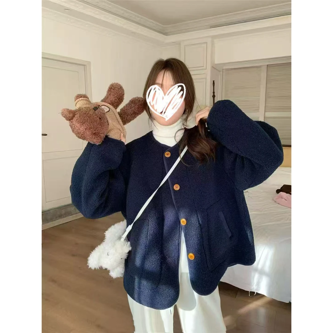 冬季保暖女秋季连帽单排扣短外套百搭加厚宽松韩版