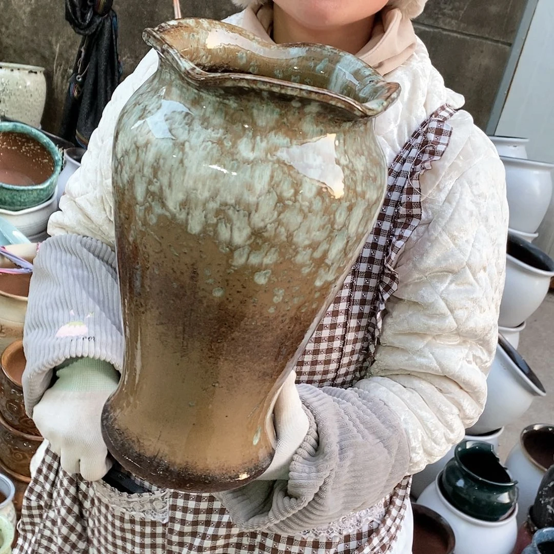 紫砂花盆瑕疵口17高30