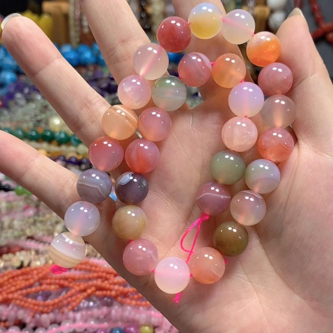 玛瑙/玉髓未镶嵌珠宝半成品盐源玛瑙一条卡12mm