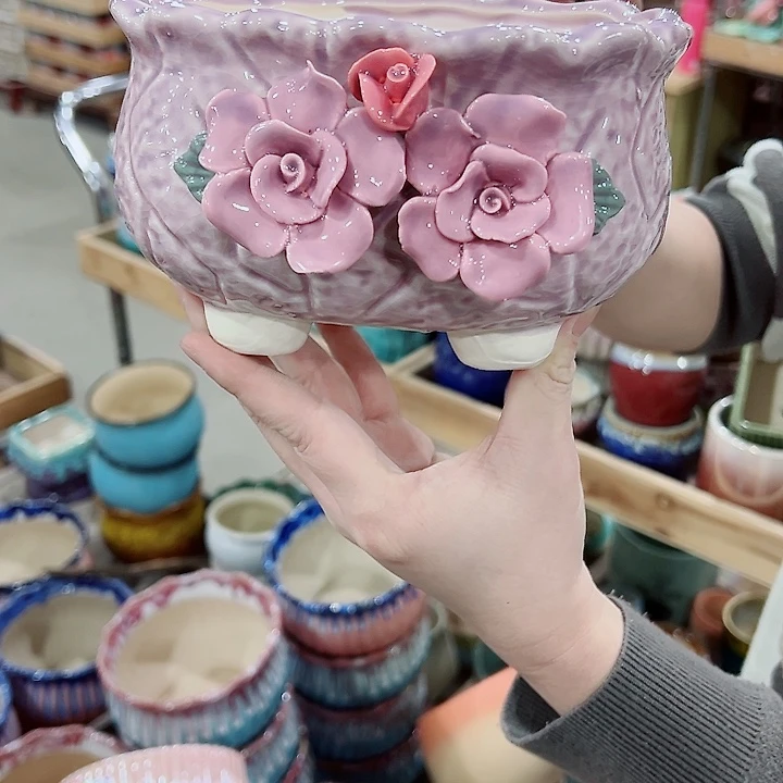 有孔，凑单福利满10元发货陶瓷多肉花盆！