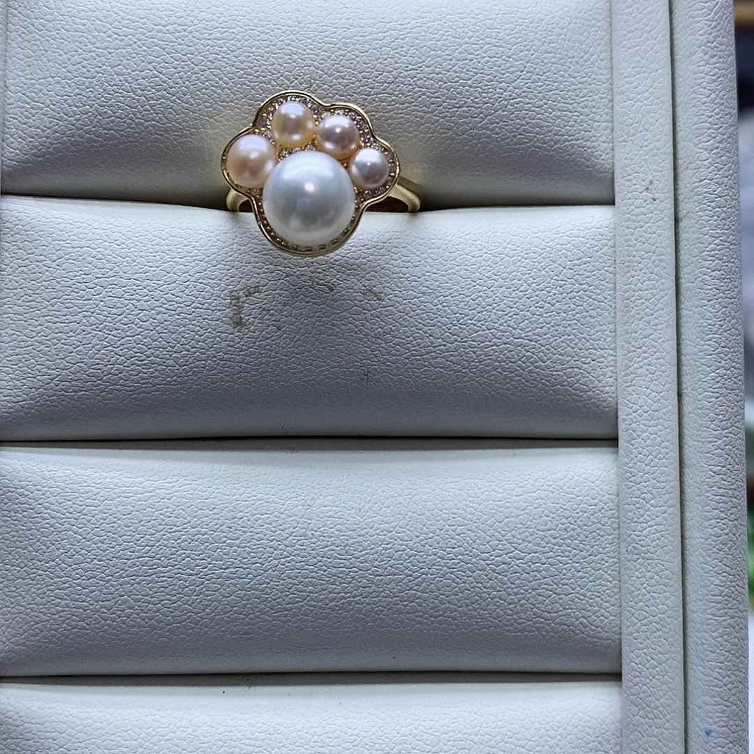 银S925镶嵌戒指淡水珍珠
