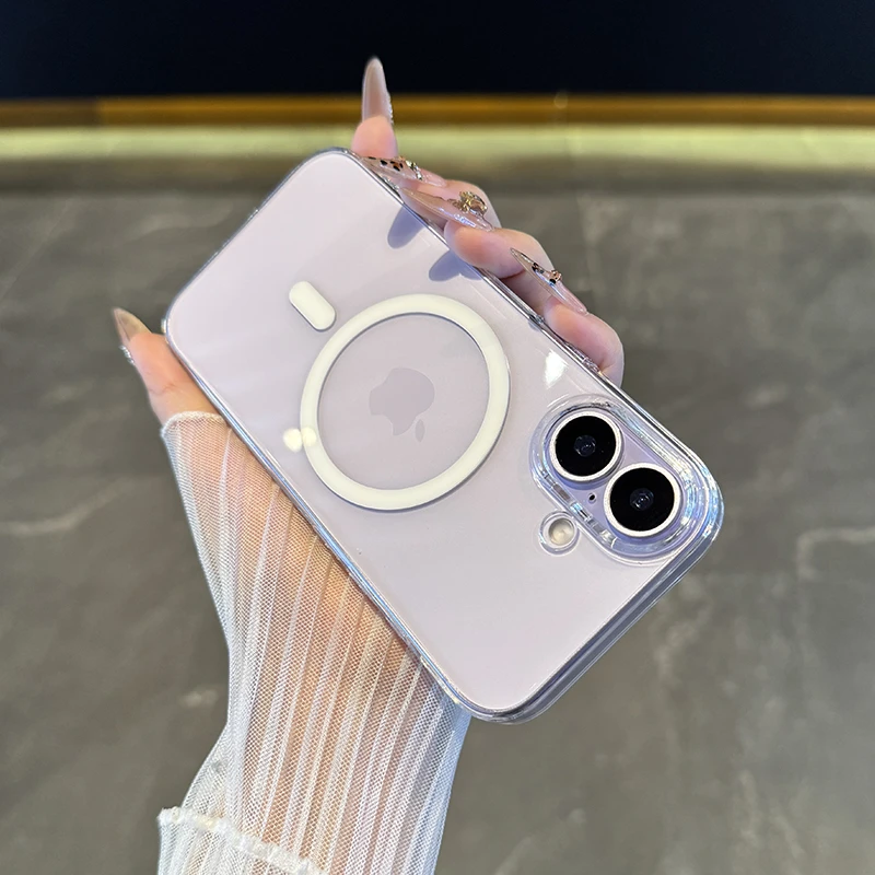 适用于苹果17ProMax手机壳轻薄透明散热iPhone17Air磁吸16大孔15