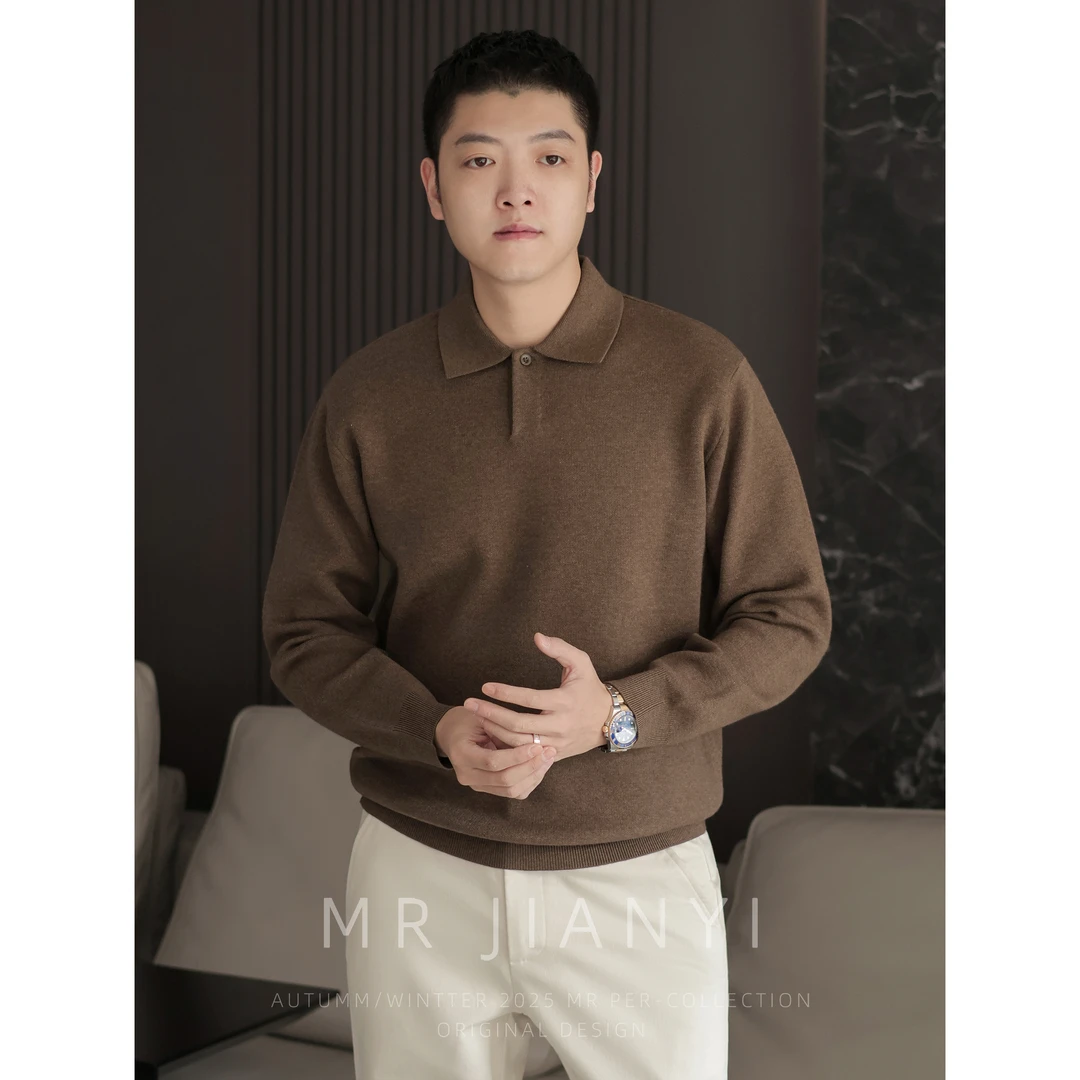 MR JIANYI 秋冬「温域织理」一粒扣polo领针织衫商务休闲毛衣男装