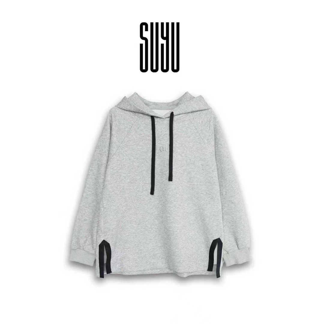 SUYU 【许你晴天】连帽宽松型卫衣灰色运动潮流