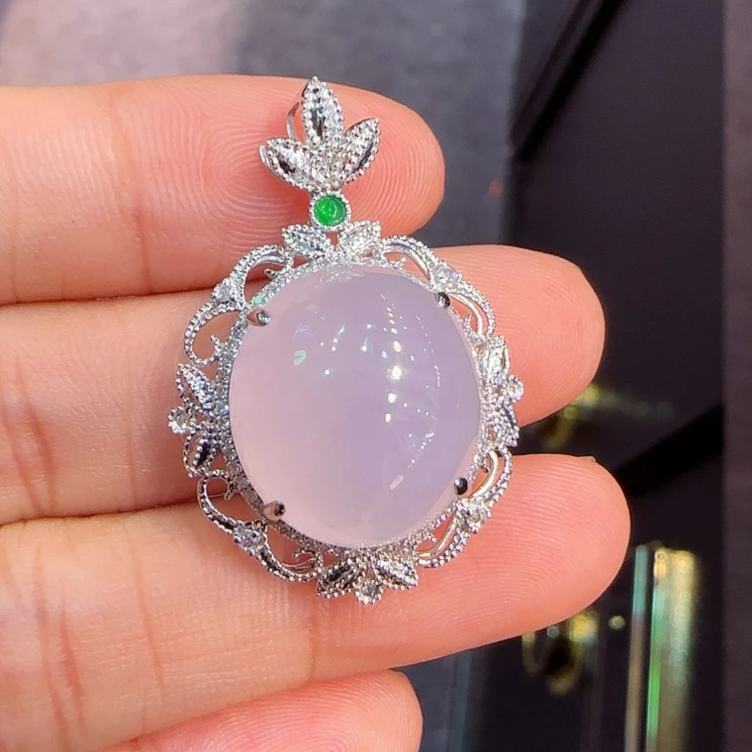 翡翠18K金镶嵌吊坠(不含链)吊坠