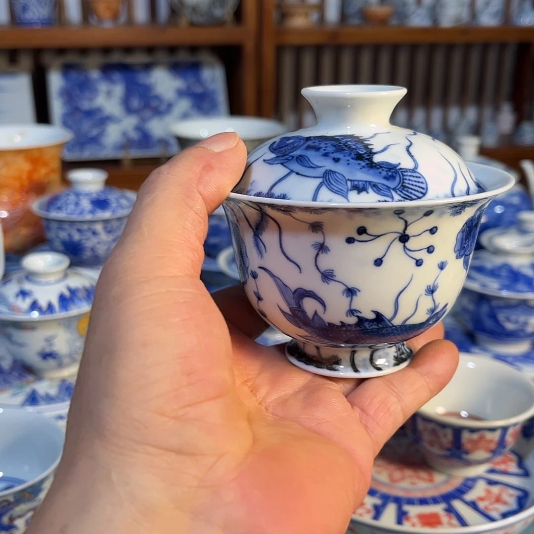 錡镇堂手工手绘绘盖碗