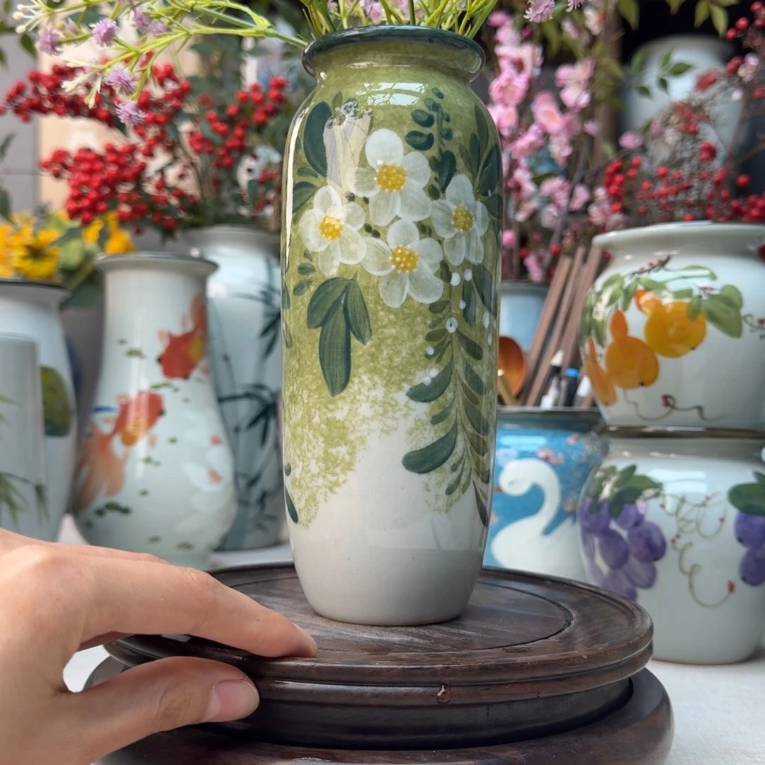 摆件景德镇陶瓷手绘花瓶摆件无孔