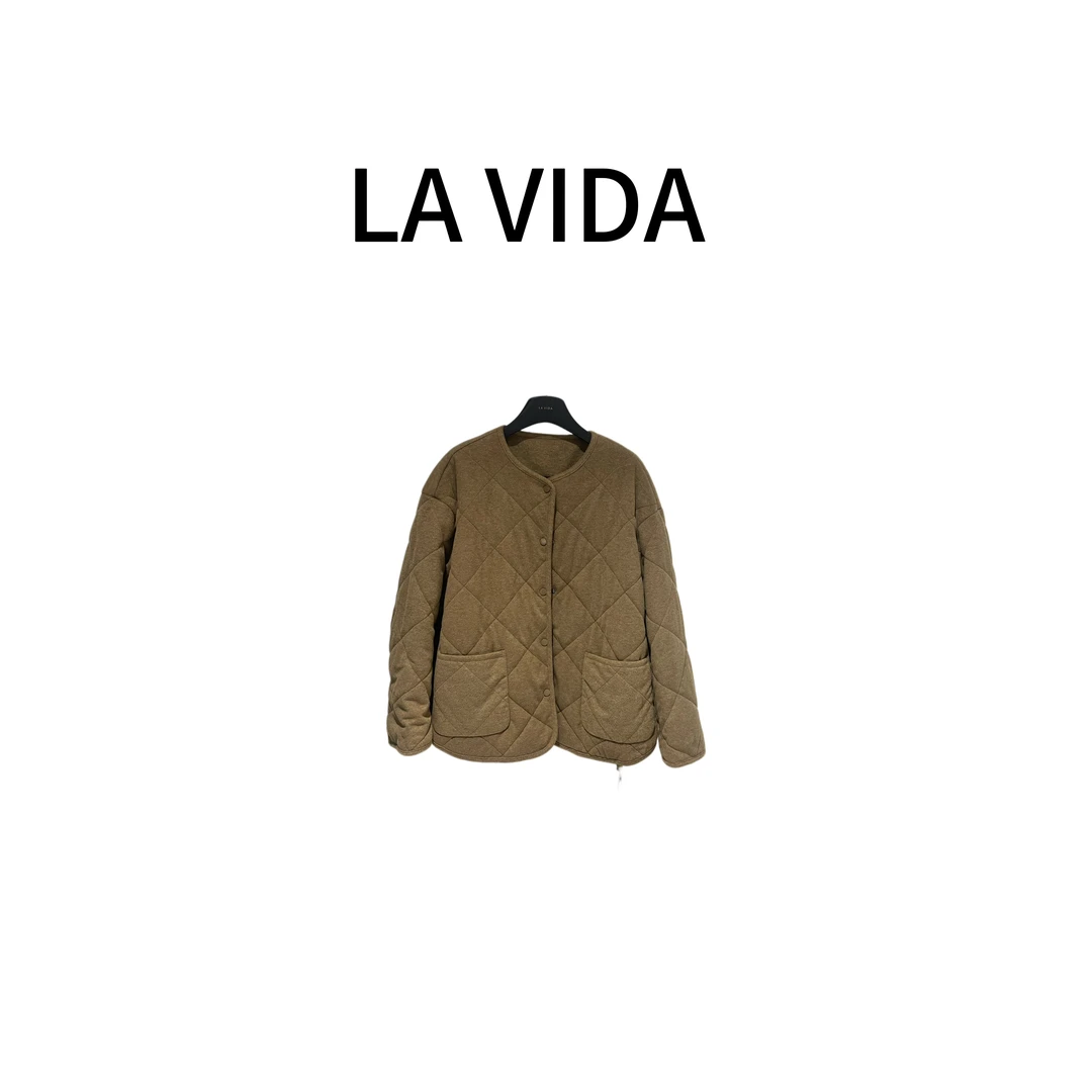 -LA VIDA-【轻暖云朵】咖色双兜菱格棉服