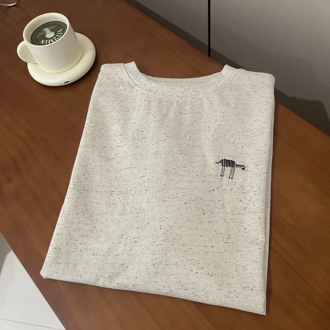 FUJIA STYLE韩版新款时尚简约圆领刺绣短袖T恤T8312