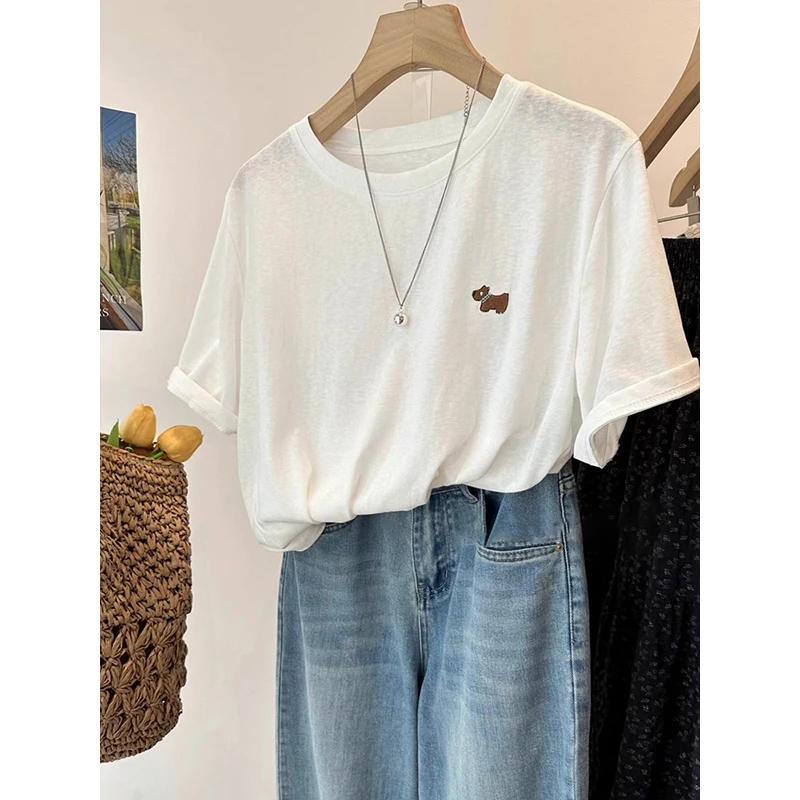 短袖T恤女夏季2025新款宽松大码200斤胖mm遮肚子休闲显瘦薄款