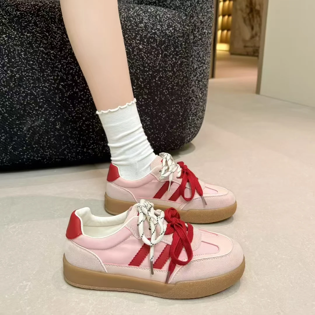 防滑橡胶回弹公路女子系带德训鞋休闲健步增高减震翻边小道