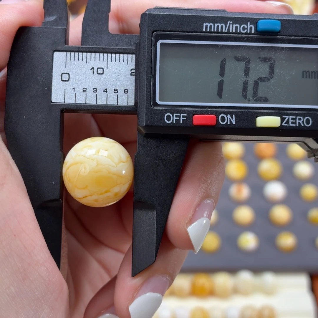 琥珀未镶嵌裸石焦皮奶橘浓蜡妖花17.2mm