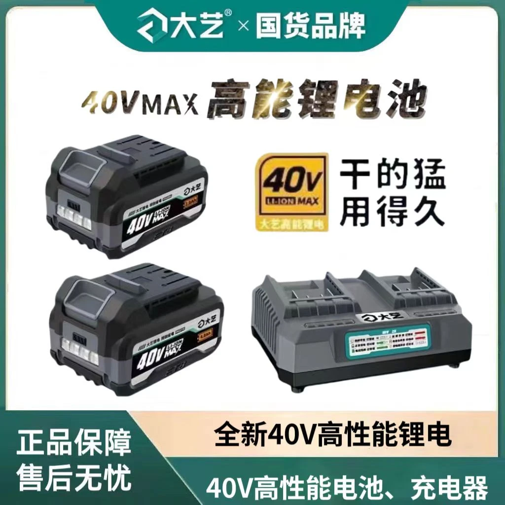 大艺40v锂电池4000毫安原厂快充双头座充充电器原装2.0/4.0Ah电池