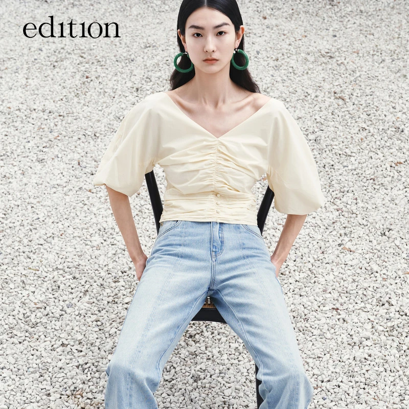 【金拐子专属】edition泡泡袖小众设计抽褶上衣#EBB2TOPT05