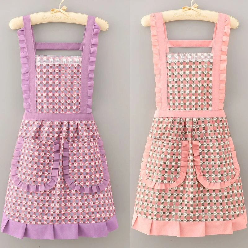 围裙帆布韩版厨房家用做饭防污透气上班时尚工作服新款围腰公主裙