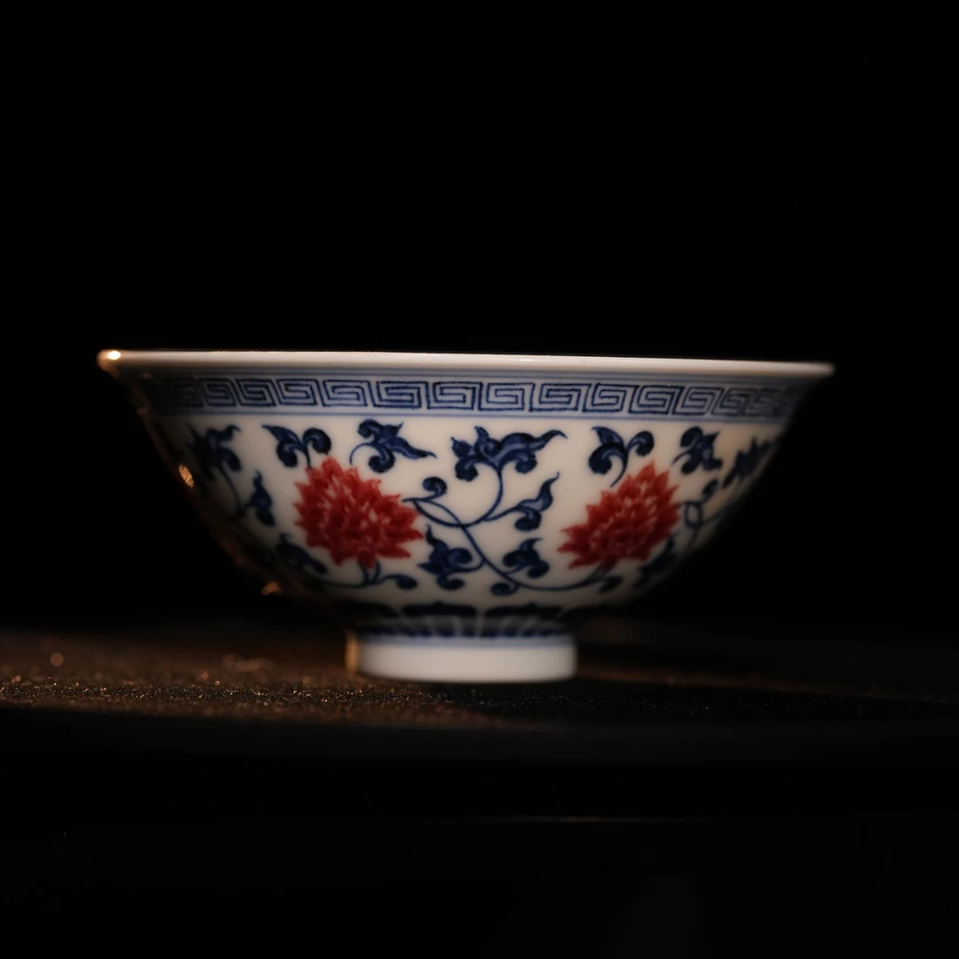 【景德詺兮】非遗百匠·青花釉里红缠枝莲茶碗MX375