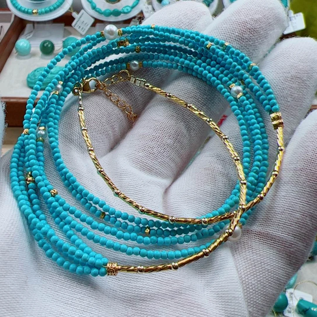 绿松石挂件未镶嵌墨*颖2串