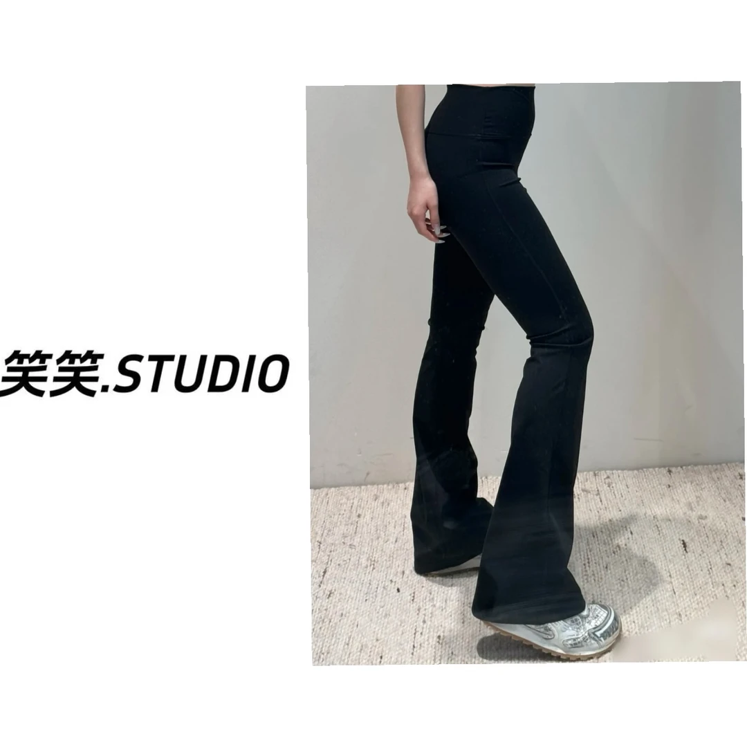 【笑笑】韩系新款修身高腰印花提臀性感微喇瑜伽神裤