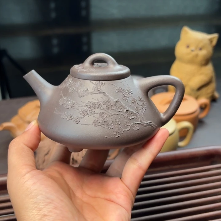 茶壶紫砂四号井深井老紫泥全手瓢