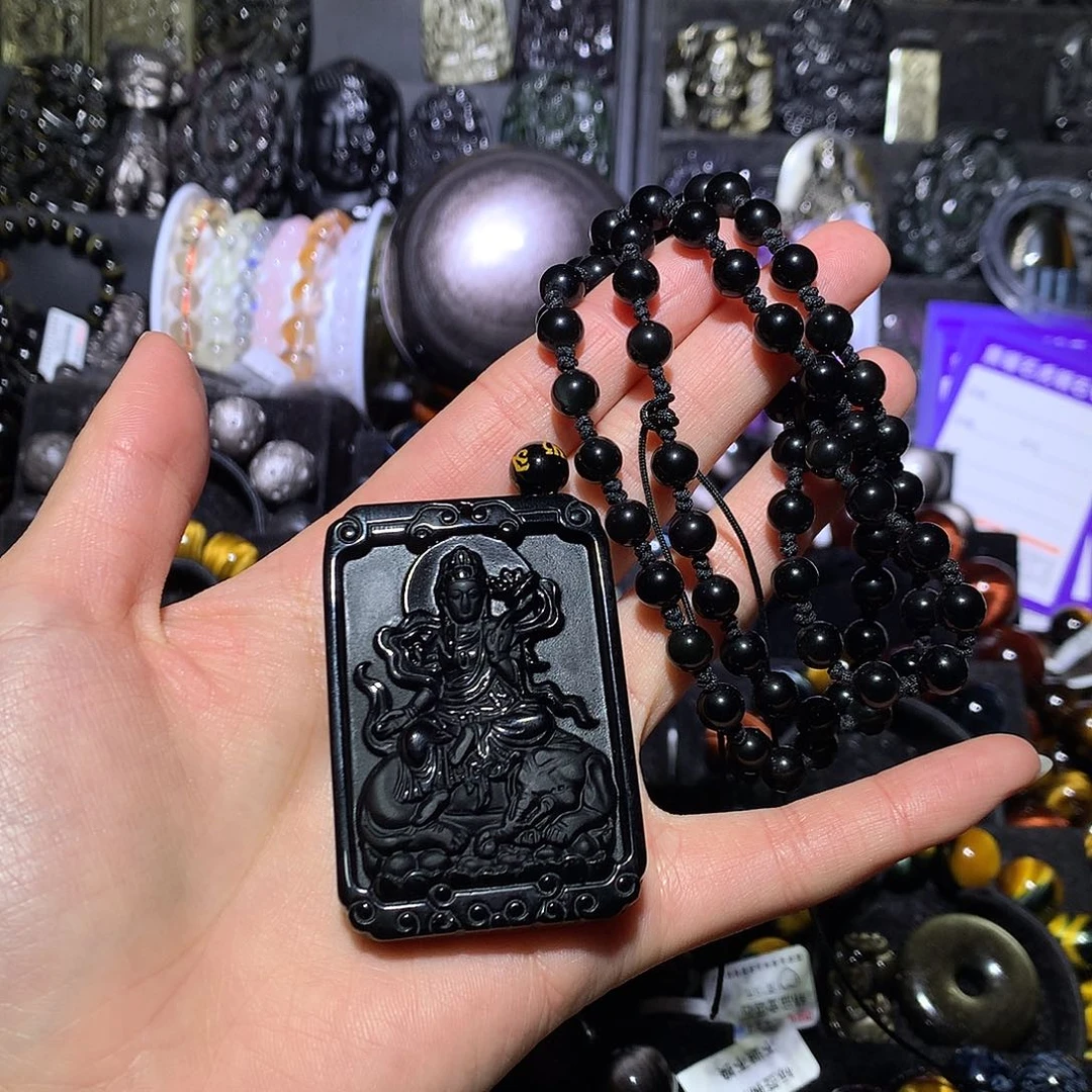 人***～黑曜岩未镶嵌颈饰