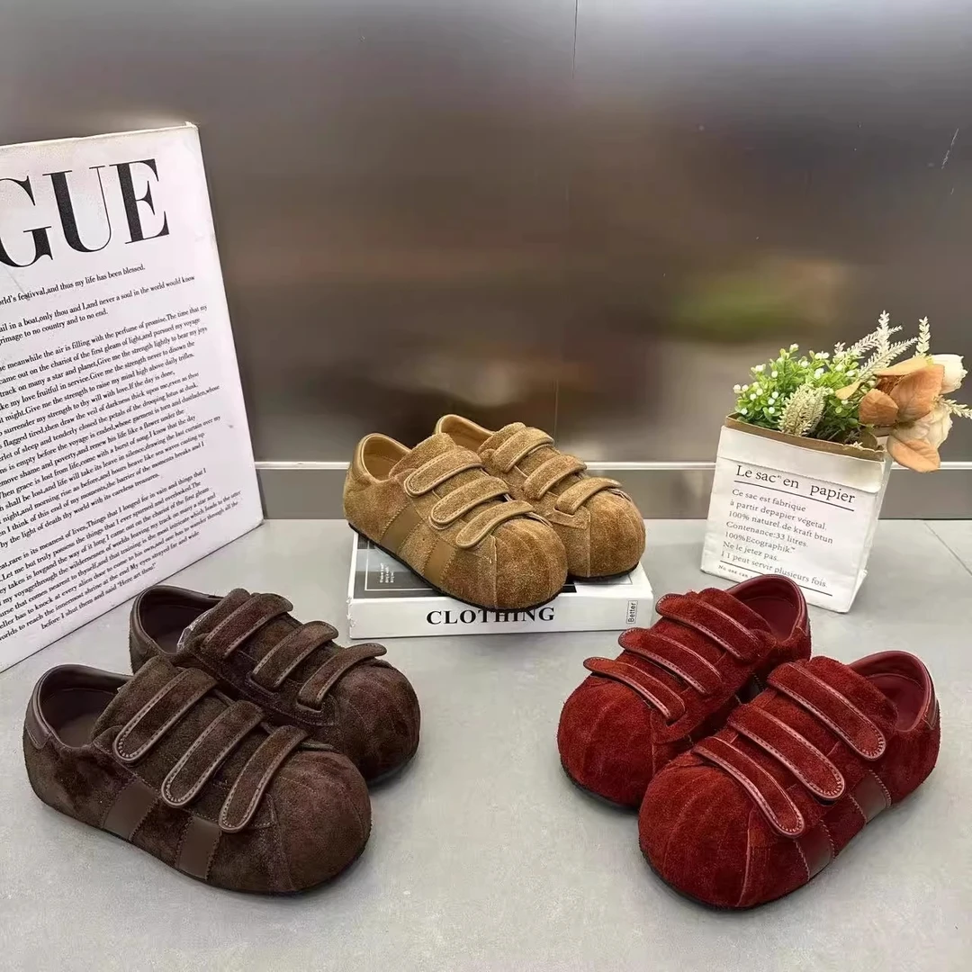 复古丑萌魔术贴大头德训鞋女2025秋季新款内增高百搭休闲阿甘鞋潮