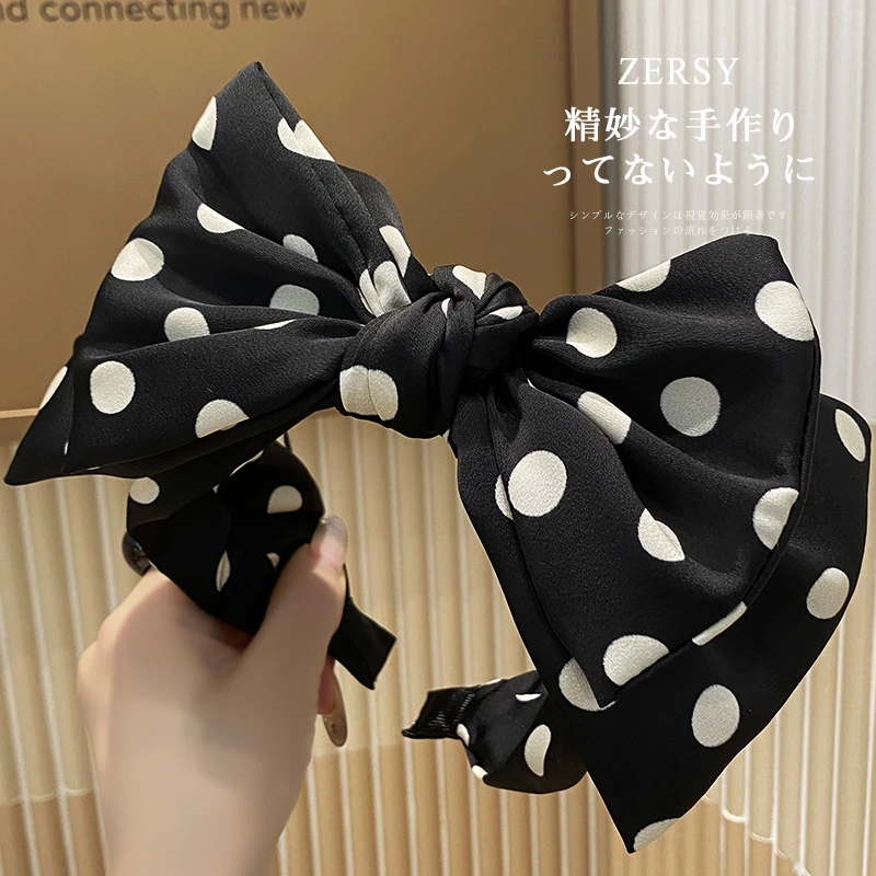 韩系高颅顶蝴蝶结发箍时尚百搭气质发卡宽边波点发捆头箍头饰发饰