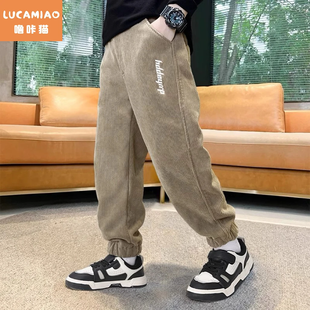 【平替好物】男童裤子秋冬休闲新款一体绒儿童灯芯绒加绒加厚运动裤